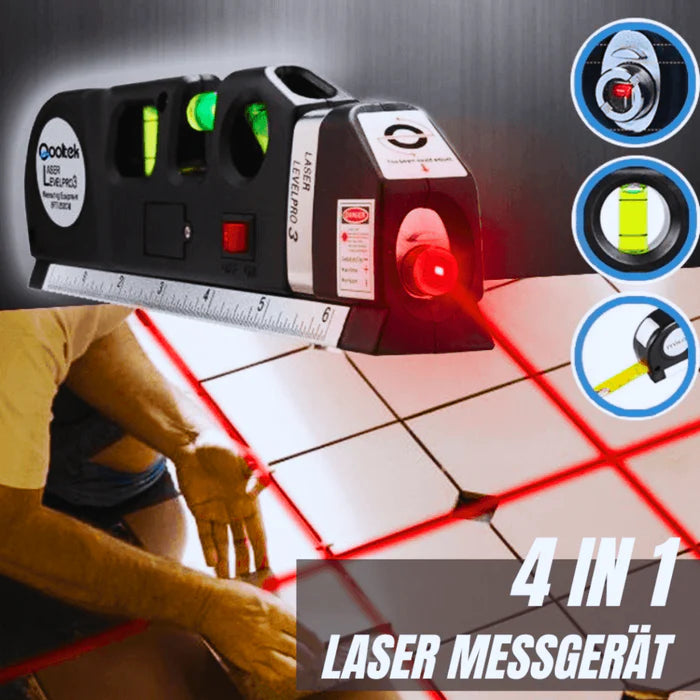 LevelPro 4 IN 1 Wasserwaage & Laser-Nivelliergerät & Maßband